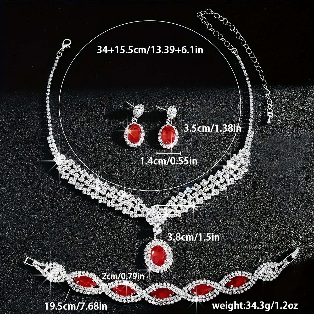 Bride Wedding Jewelry Set - Necklace, Bracelet, Earrings